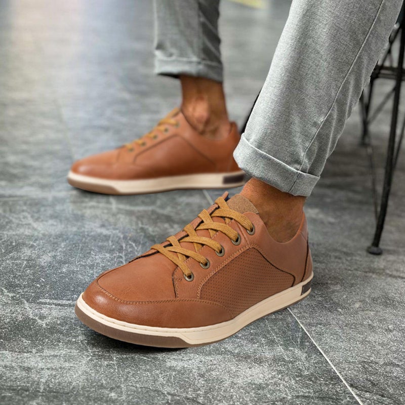 Jousen Men's Sneakers Classic Retro Casual Shoes for Men Breathable Business Dress Sneaker (A81Q07 Yellow Brown 14) - Image 4